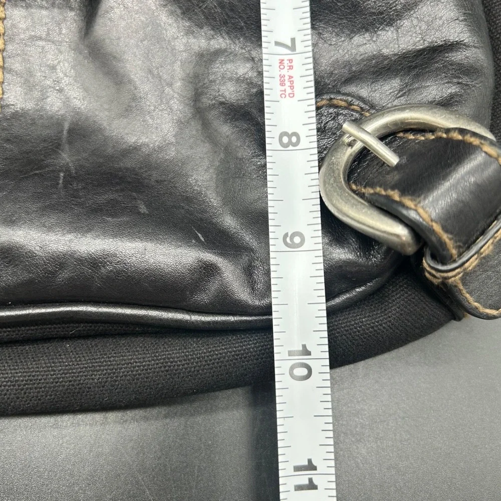 Fossil Vintage‎ Black Leather Canvas Crossbody Bag Messenger Tote